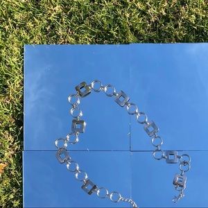 Silver Colored Square & Circle Chain Belt